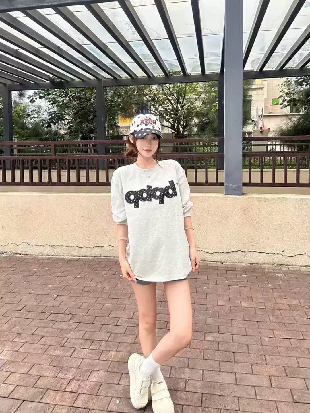 한 부서 순면 뭉치 구두 라운드 넥 프린트 긴팔 티셔츠 상세 이미지 4