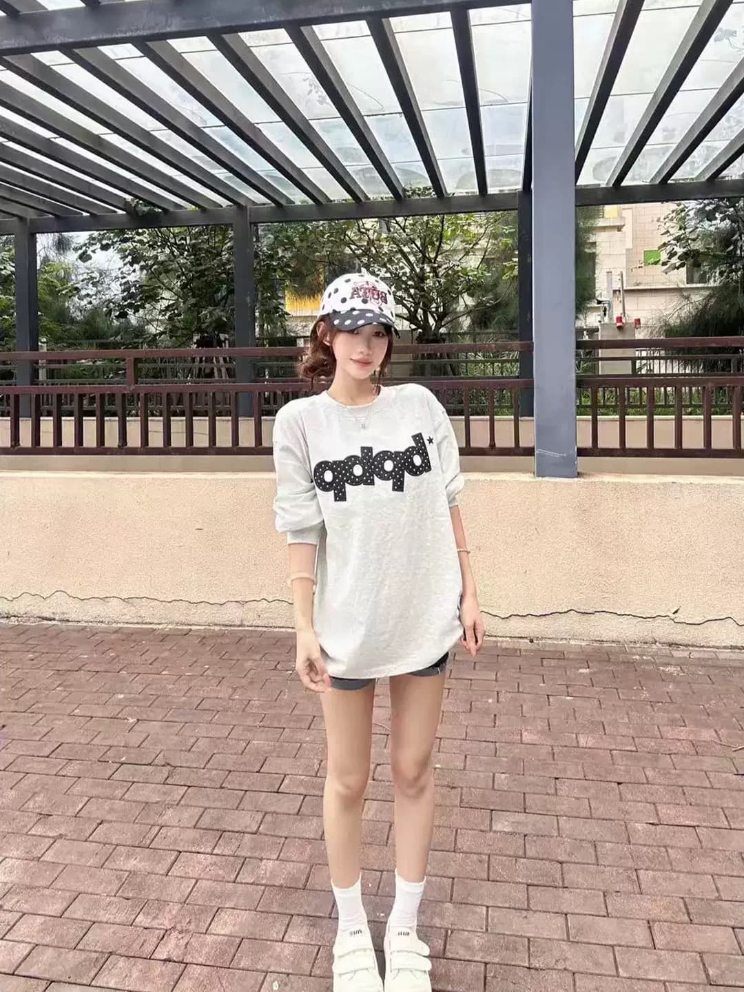 한 부서 순면 뭉치 구두 라운드 넥 프린트 긴팔 티셔츠 상세 이미지 5