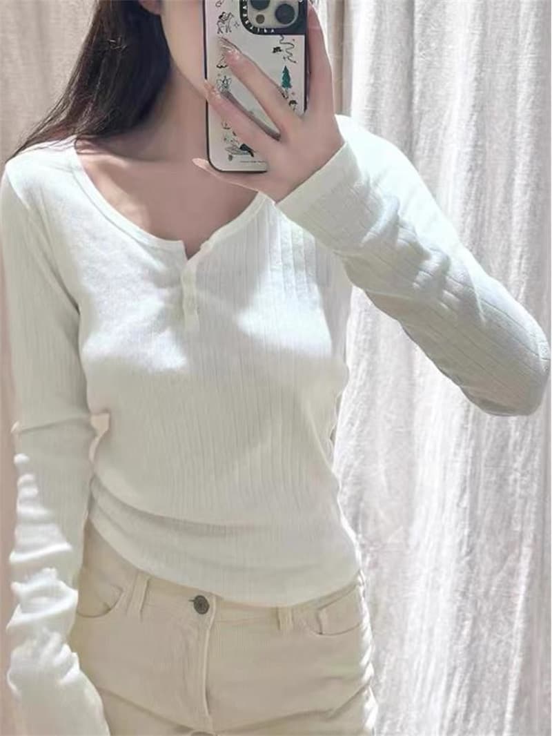 원본 솜씨 광저우 원단 자카드 원단 긴팔 티셔츠 여성 이미지 4
