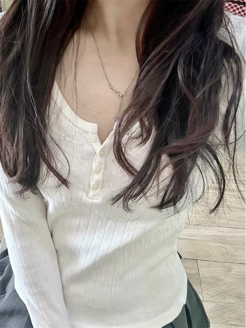 원본 솜씨 광저우 원단 자카드 원단 긴팔 티셔츠 여성 상세 이미지 2