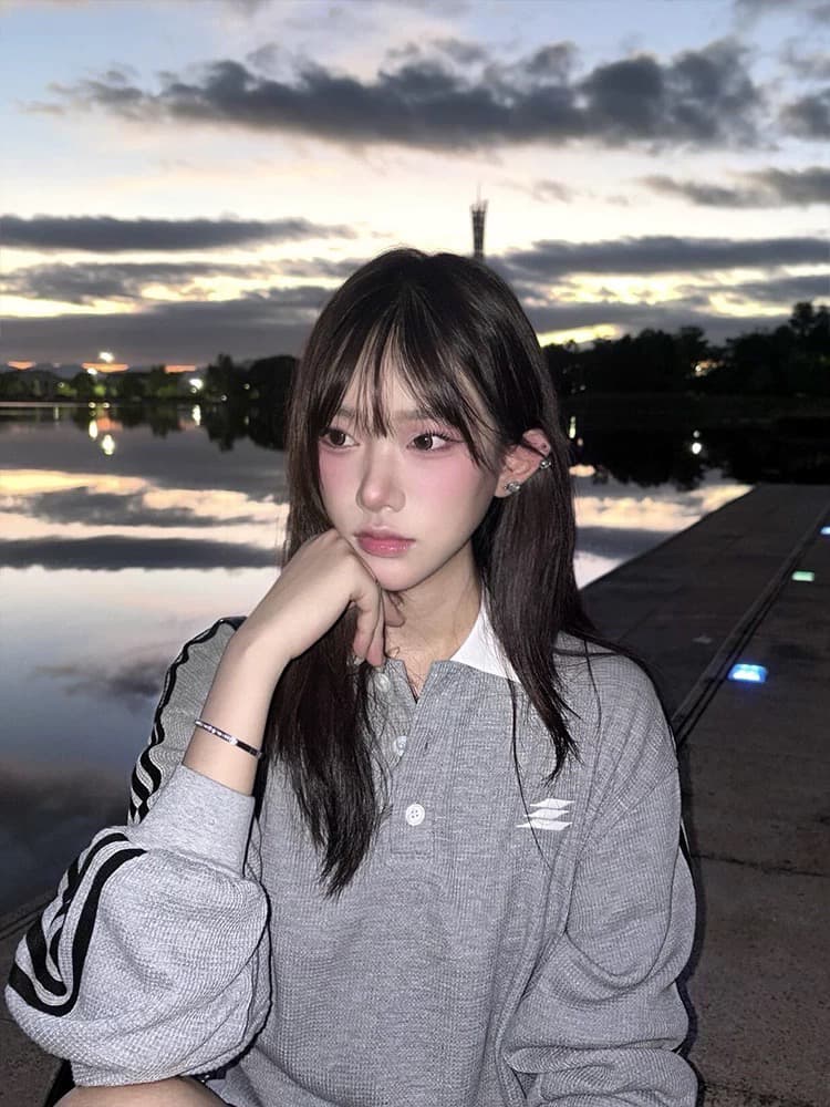 광저우 원단 65 후아 남편 그리드 250그램 정면 자수 후드티 여성 가을 겨울 루즈핏 맨위 이미지 3