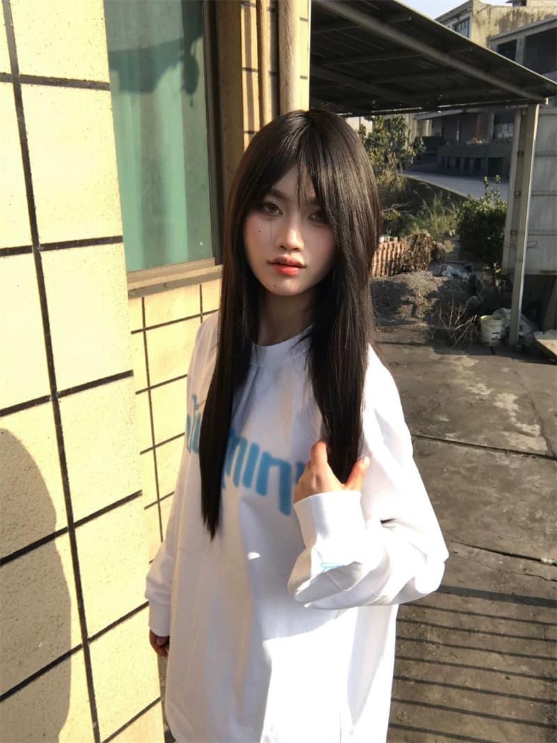 한 부서 순면 뭉치 구두 라운드 넥 프린트 긴팔 티셔츠 이미지 3