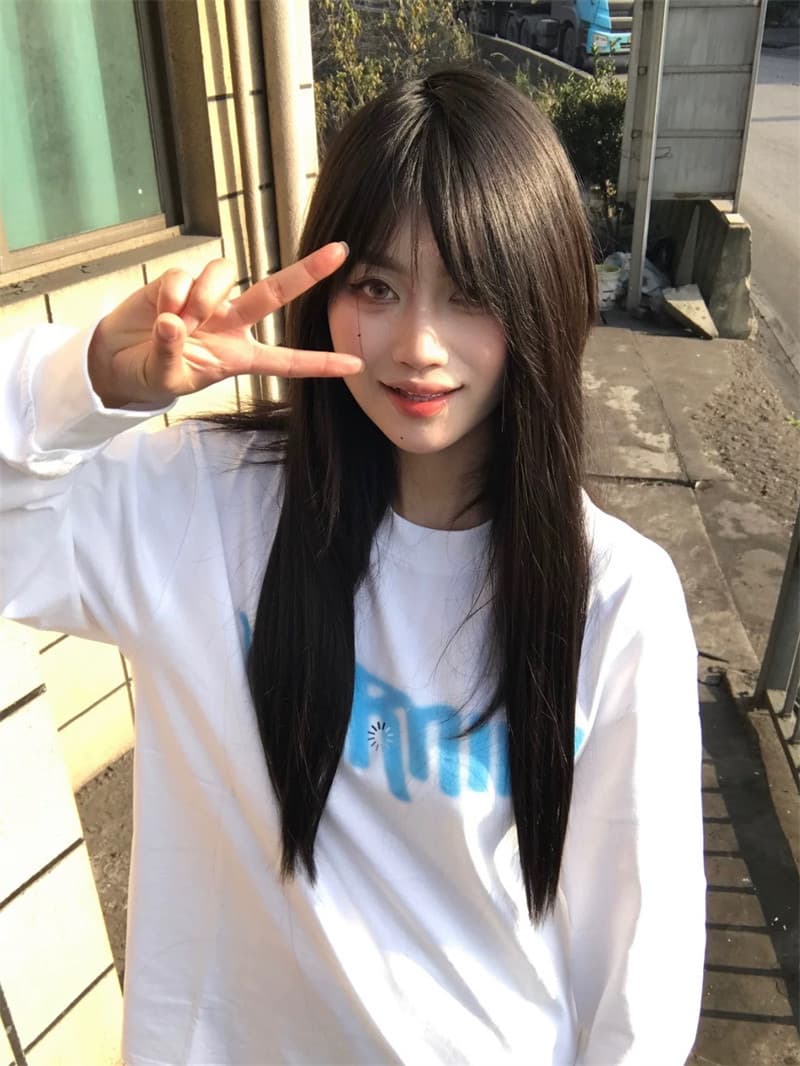 한 부서 순면 뭉치 구두 라운드 넥 프린트 긴팔 티셔츠 이미지 4