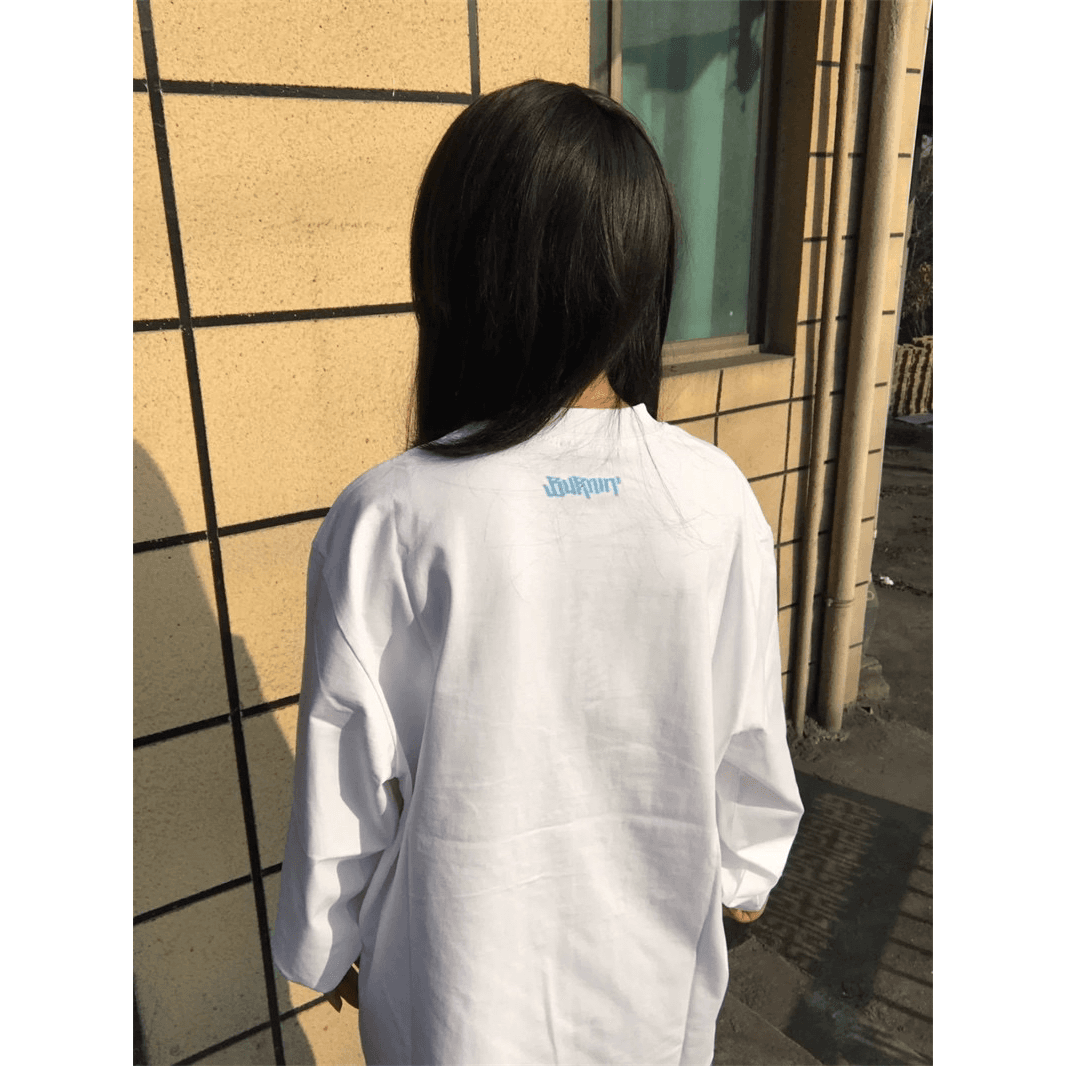 한 부서 순면 뭉치 구두 라운드 넥 프린트 긴팔 티셔츠 이미지 5