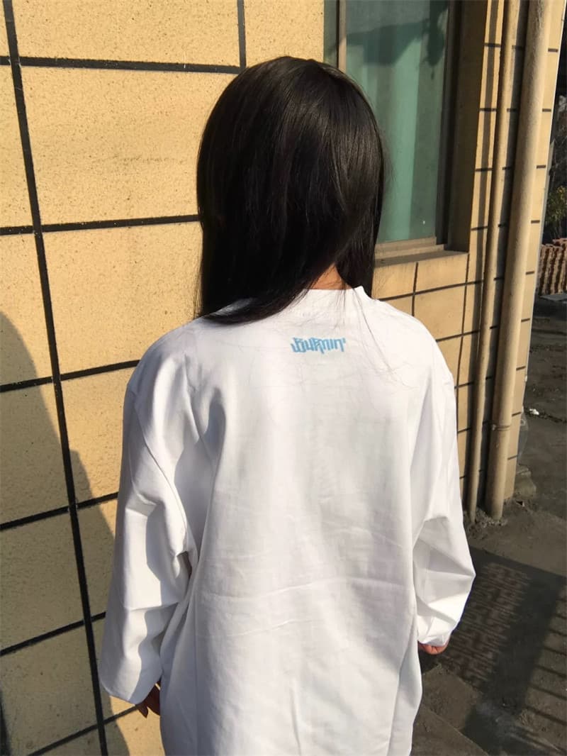 한 부서 순면 뭉치 구두 라운드 넥 프린트 긴팔 티셔츠 상세 이미지 5