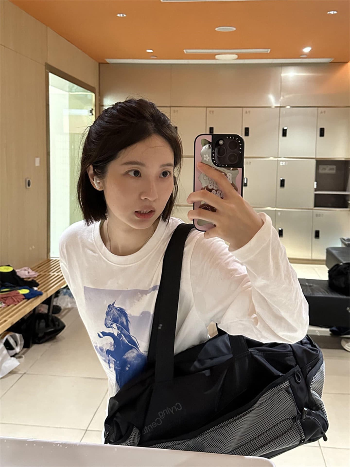 높은 품질 순면 200그램 21 빗질하다 정밀 프린트 가을 루즈핏 긴팔 티셔츠 여성 이미지 2