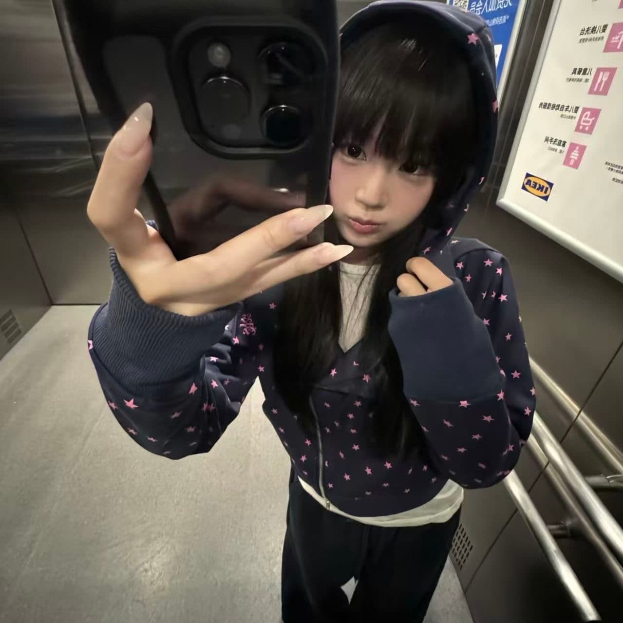 얇은 스타일 순수한 Mianhua 면 복합 후드티 여성 이미지 3