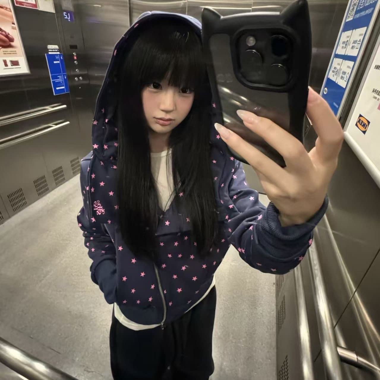 얇은 스타일 순수한 Mianhua 면 복합 후드티 여성 이미지 5