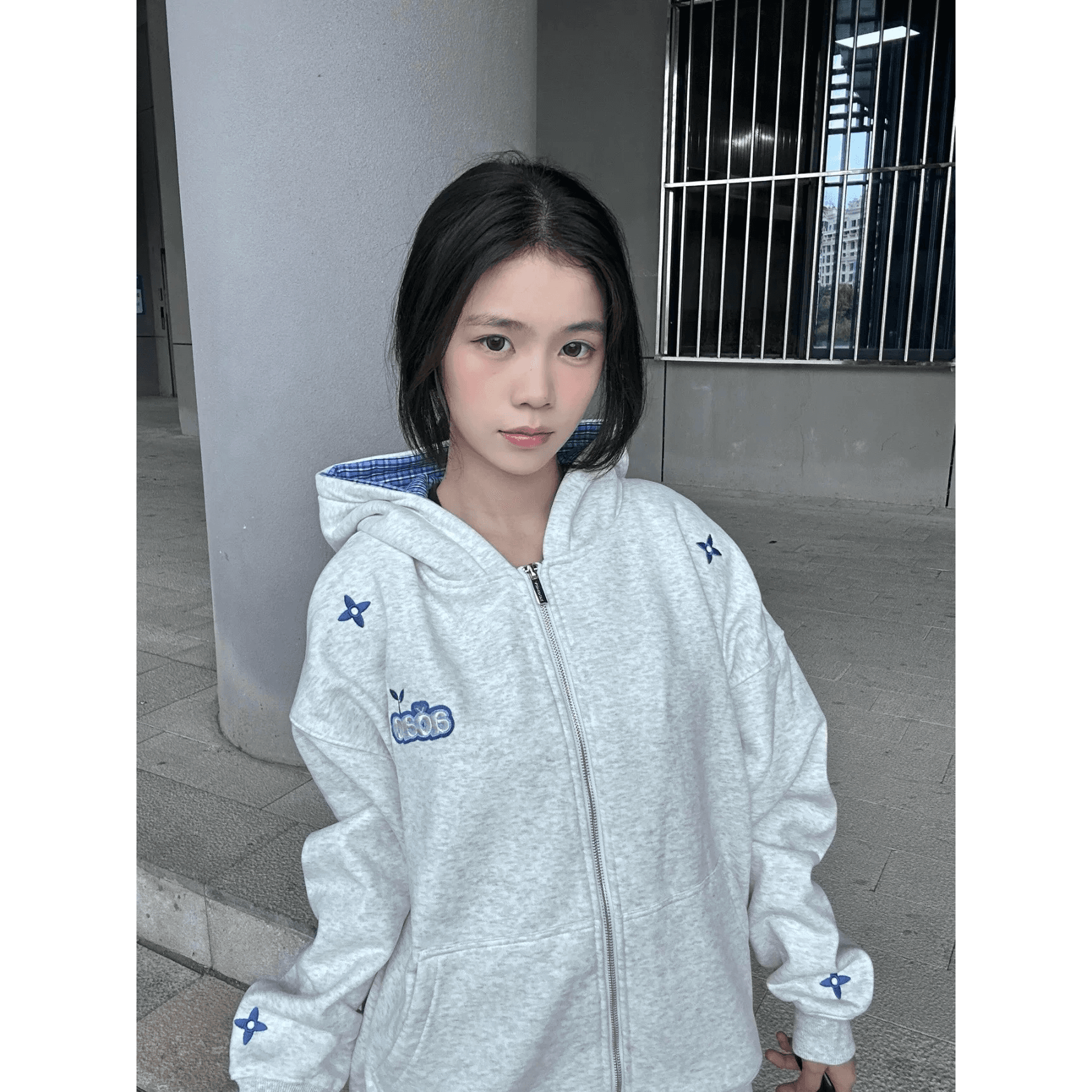 얇은 스타일 털이 있는 원본 솜씨 순수한 Mianhua 면 복합 후드티 여성 이미지 5