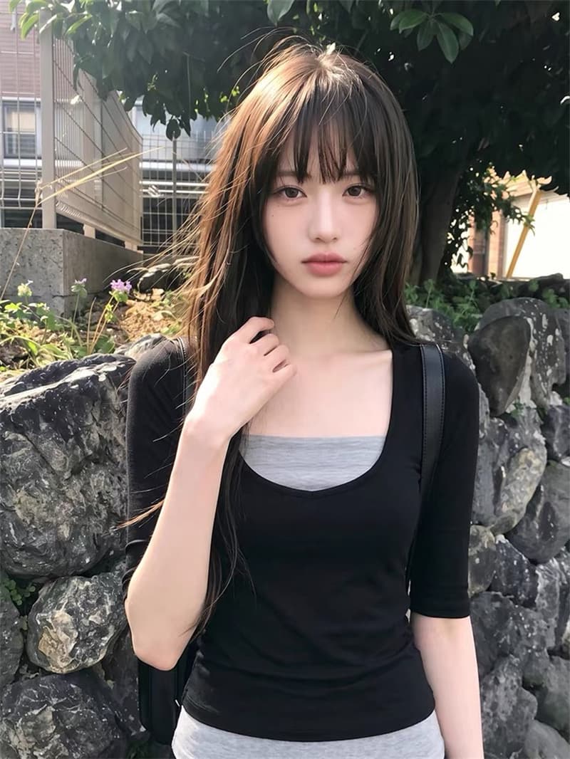사람들 면 260 그램 페이크 레이어드 맨위 이미지 3