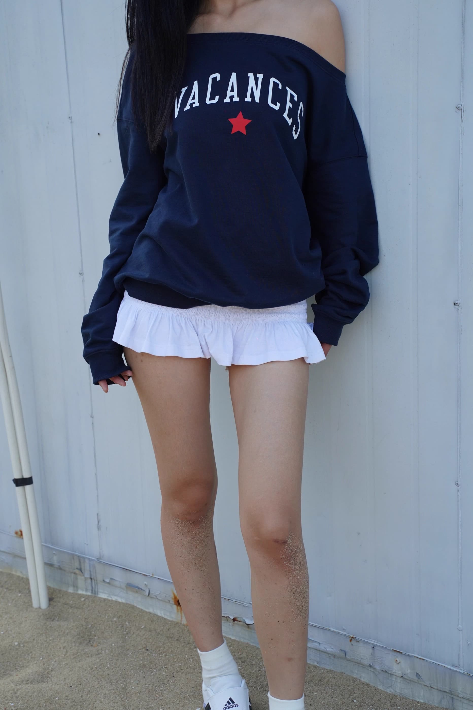 아메리칸 레트로 프린트 비스듬한 어깨 후드티 여성 가을 겨울 루즈핏 맨위 이미지 3