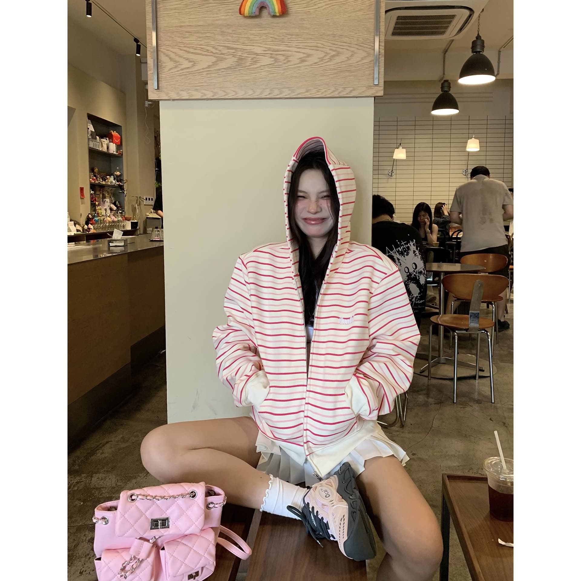 얇은 스타일 백금 지퍼 자수 원본 천 인사이드 펌프 순수한 Mianhua 면 복합 후드티 이미지 5