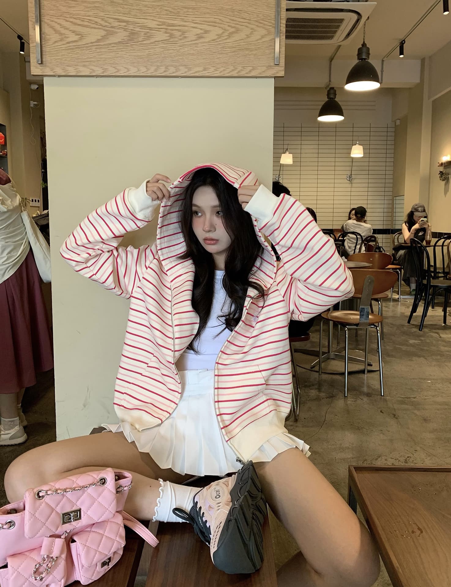 얇은 스타일 백금 지퍼 자수 원본 천 인사이드 펌프 순수한 Mianhua 면 복합 후드티 상세 이미지 2