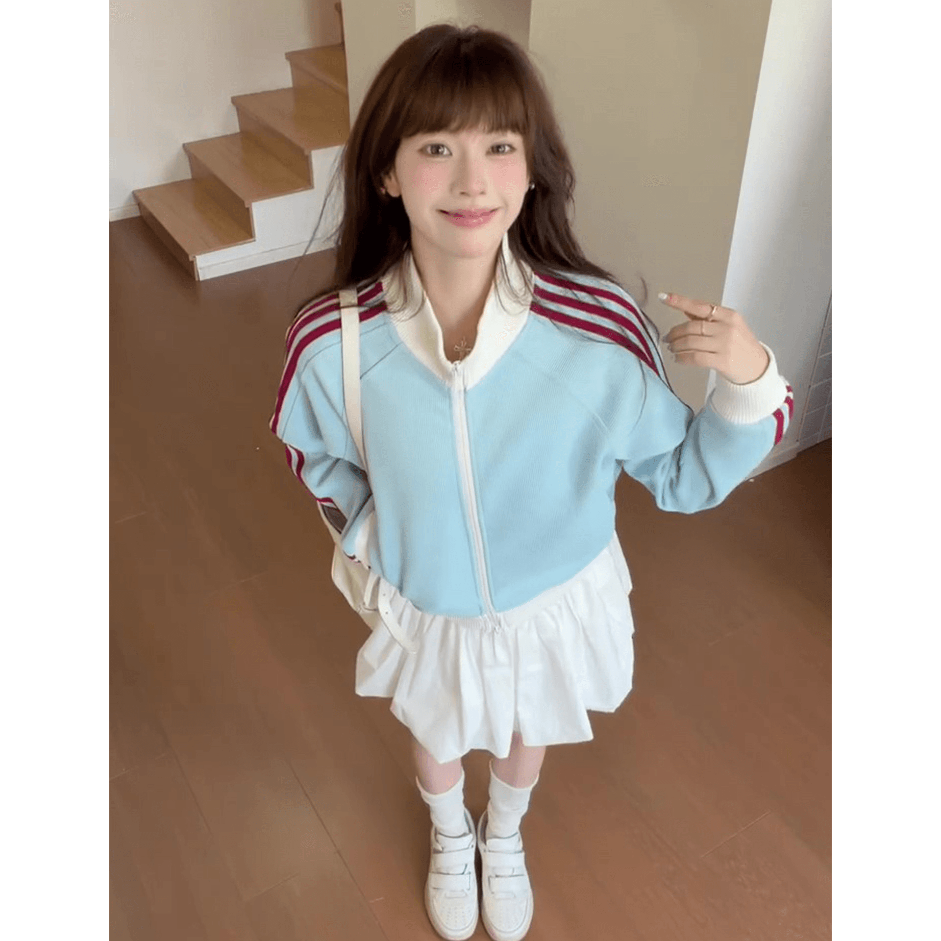 얇은 스타일 전체 조각 다림질 원본 솜씨 후아 남편 그리드 복합 후드티 여성 이미지 5