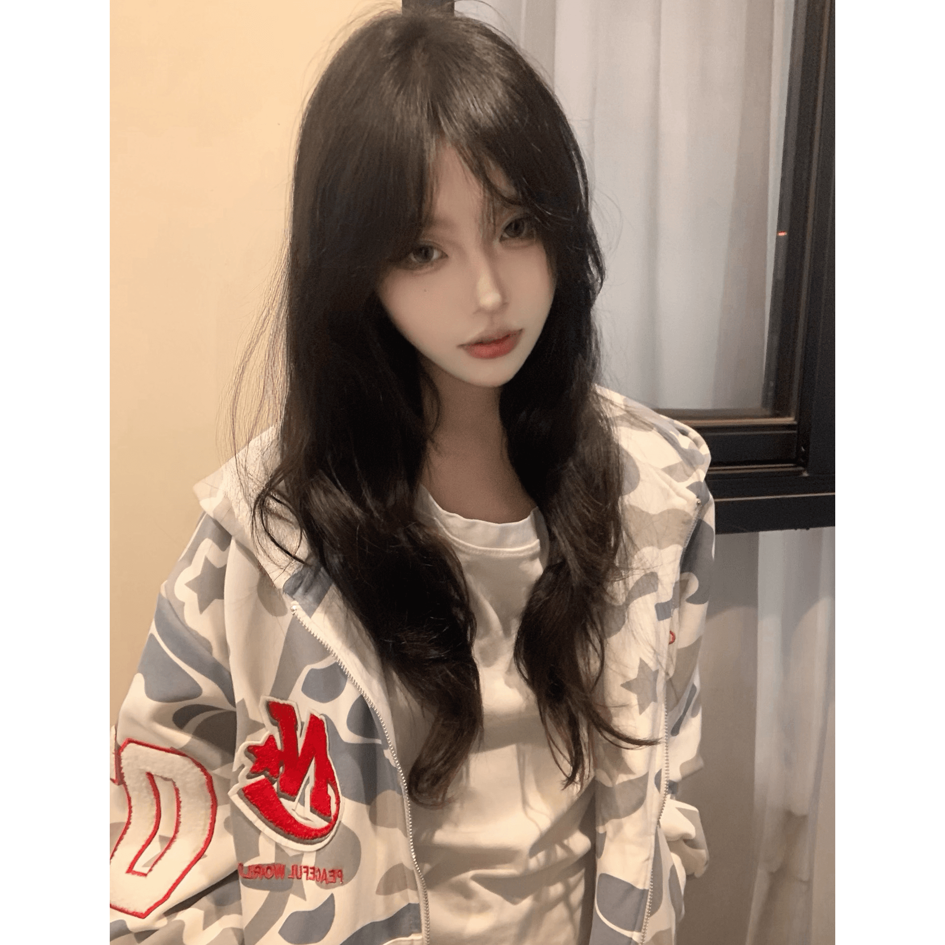 얇은 스타일 털이 있는 백금 지퍼 자수 원본 천 인사이드 펌프 순수한 Mianhua 면 복합 후드티 이미지 5