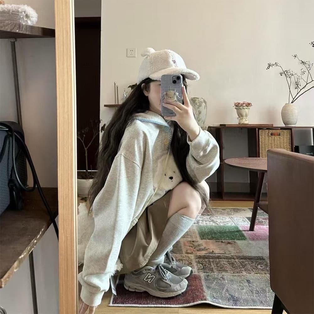 얇은 스타일 털이 있는 자수 패치 이후 패키지 칼라 순수한 Mianhua 면 복합 후드티 상세 이미지 4