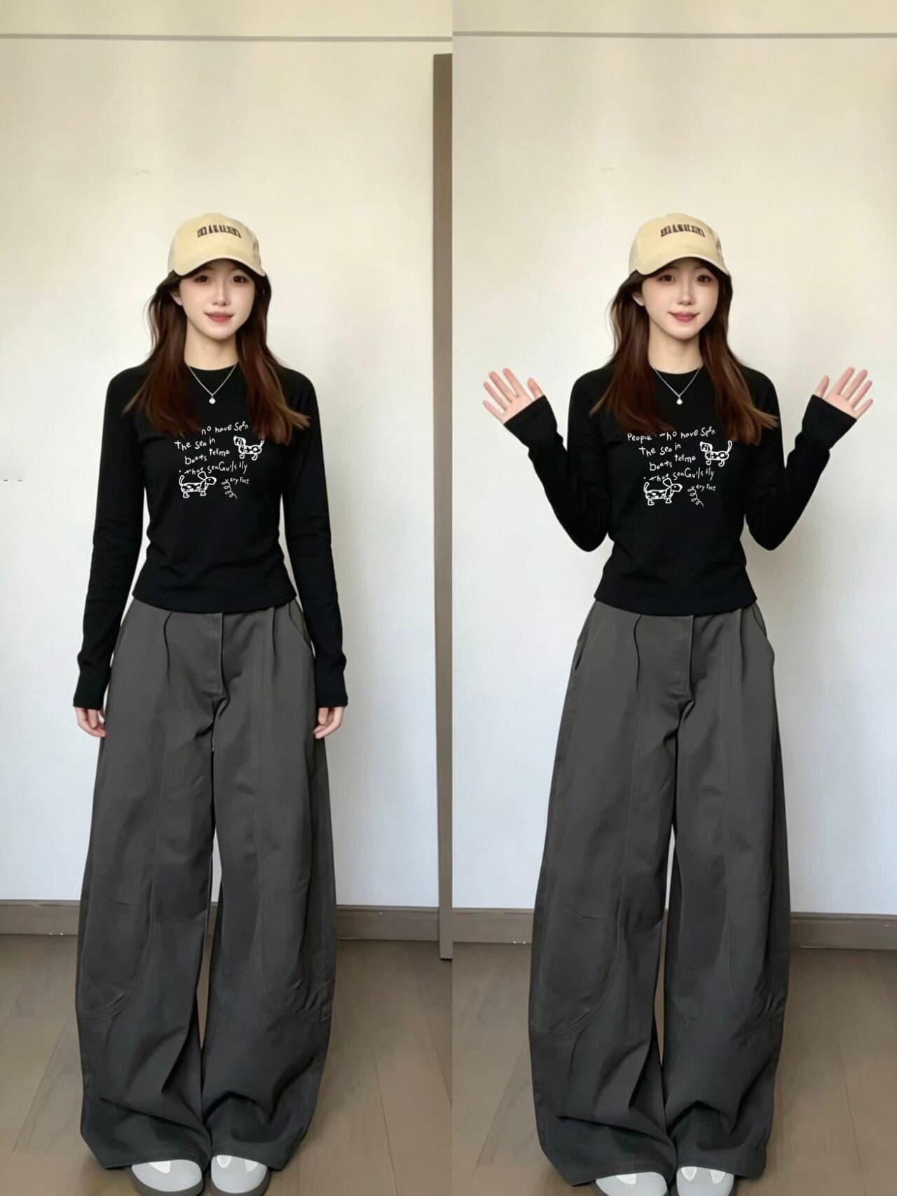 높은 품질 순면 220 그램 40 차가운 미끄러짐 음식 털 92 면 8 암모니아 Lun 프린트 몸매 가꾸기 긴팔 티셔츠