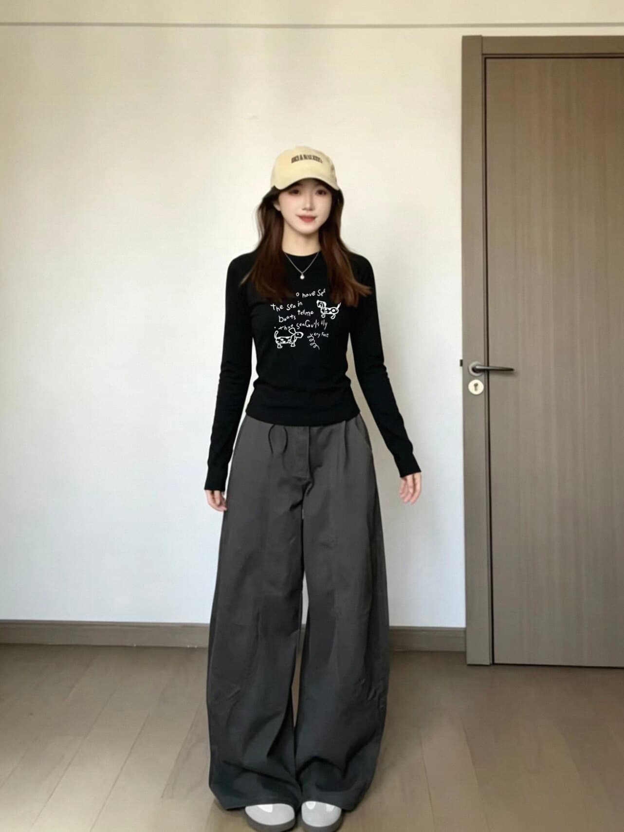높은 품질 순면 220 그램 40 차가운 미끄러짐 음식 털 92 면 8 암모니아 Lun 프린트 몸매 가꾸기 긴팔 티셔츠 상세 이미지 4