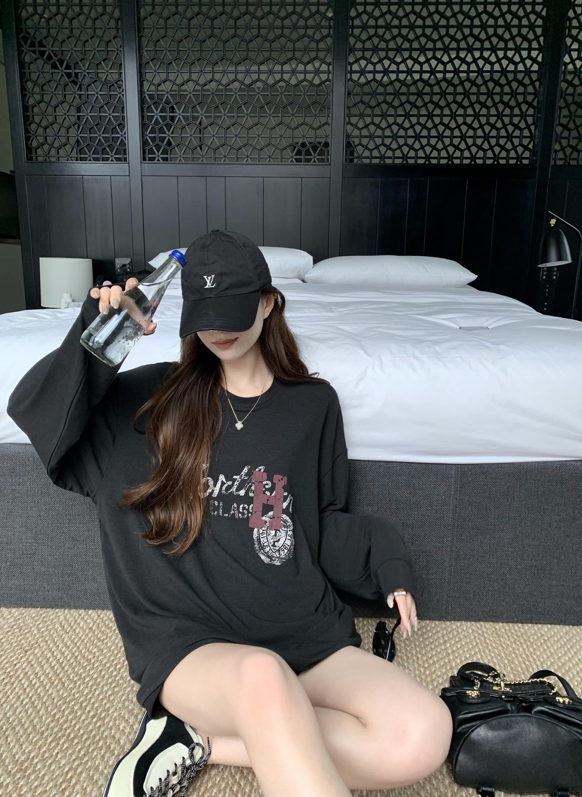 원본 것 순면 200그램 21 음식 털 느낌 프린트 루즈핏 만나는 손 소매 뭉치 구두 긴팔 티셔츠 상세 이미지 3