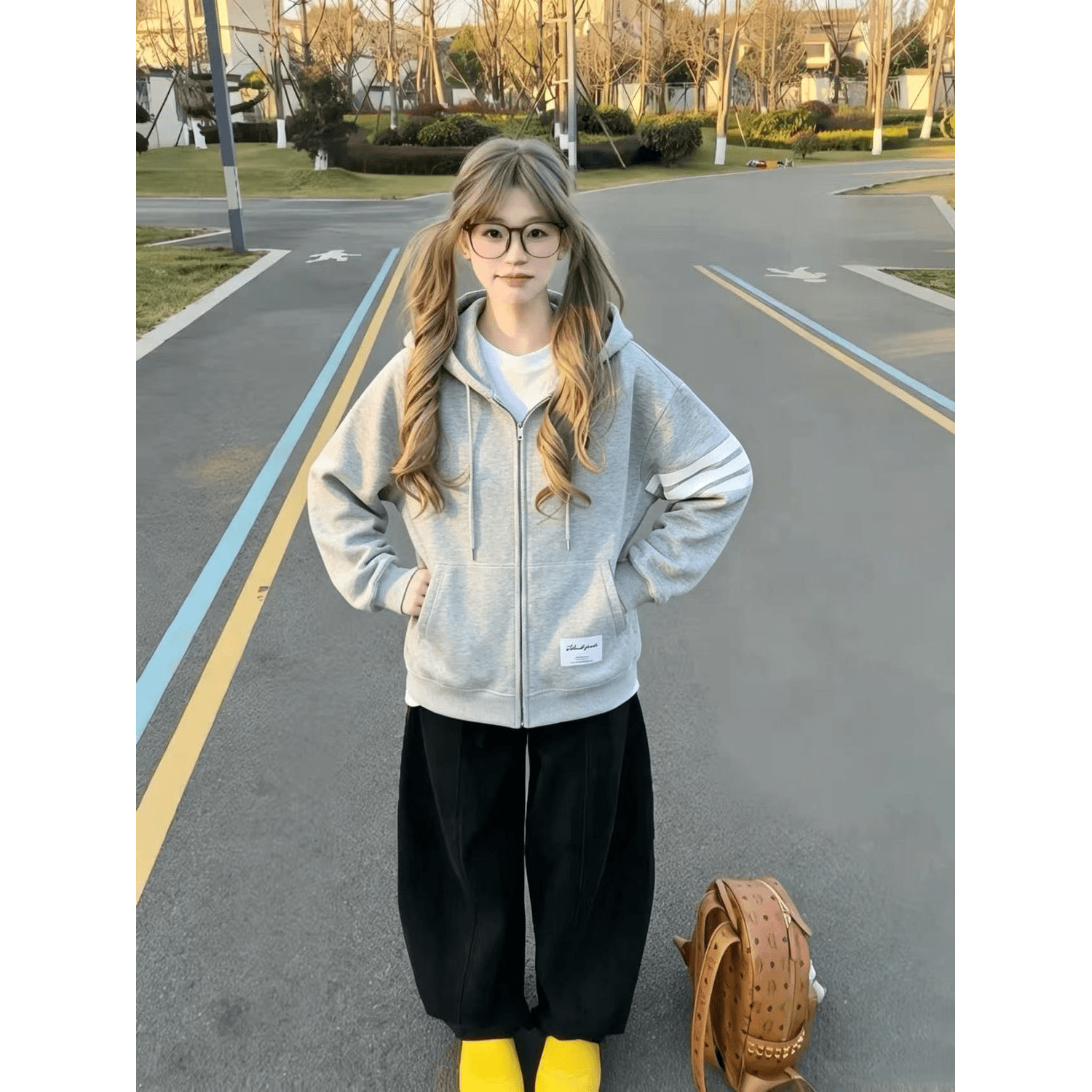 얇은 스타일 백금 지퍼 이후 패키지 칼라 순수한 Mianhua 면 복합 후드티 여성 이미지 5