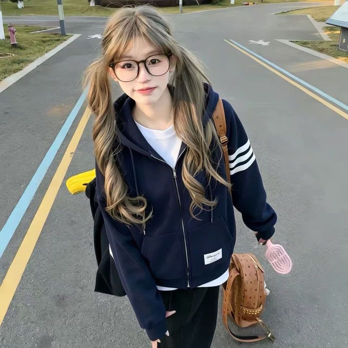 얇은 스타일 백금 지퍼 이후 패키지 칼라 순수한 Mianhua 면 복합 후드티 여성 상세 이미지 4