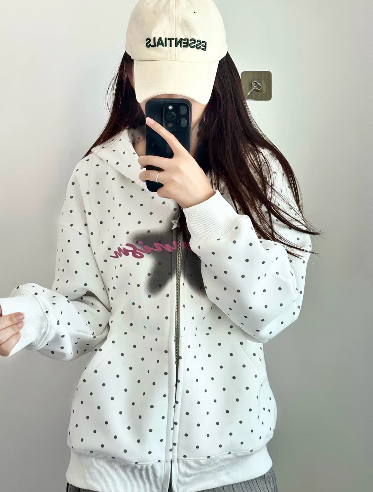 얇은 스타일 백금 지퍼 이후 패키지 칼라 순수한 Mianhua 면 복합 후드티 여성 이미지 2