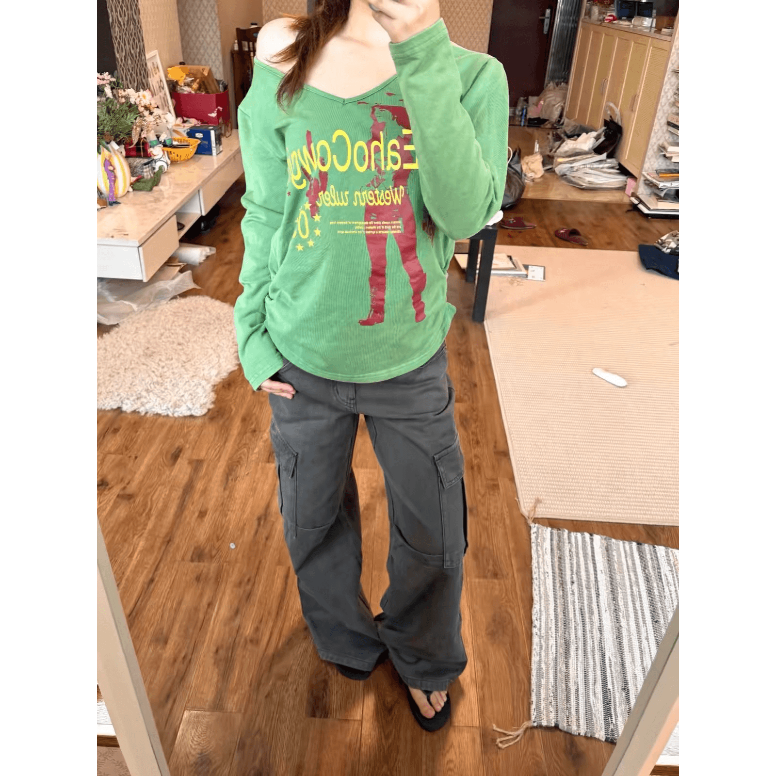 프린트 40 순면 220 그램 긴팔 이미지 5