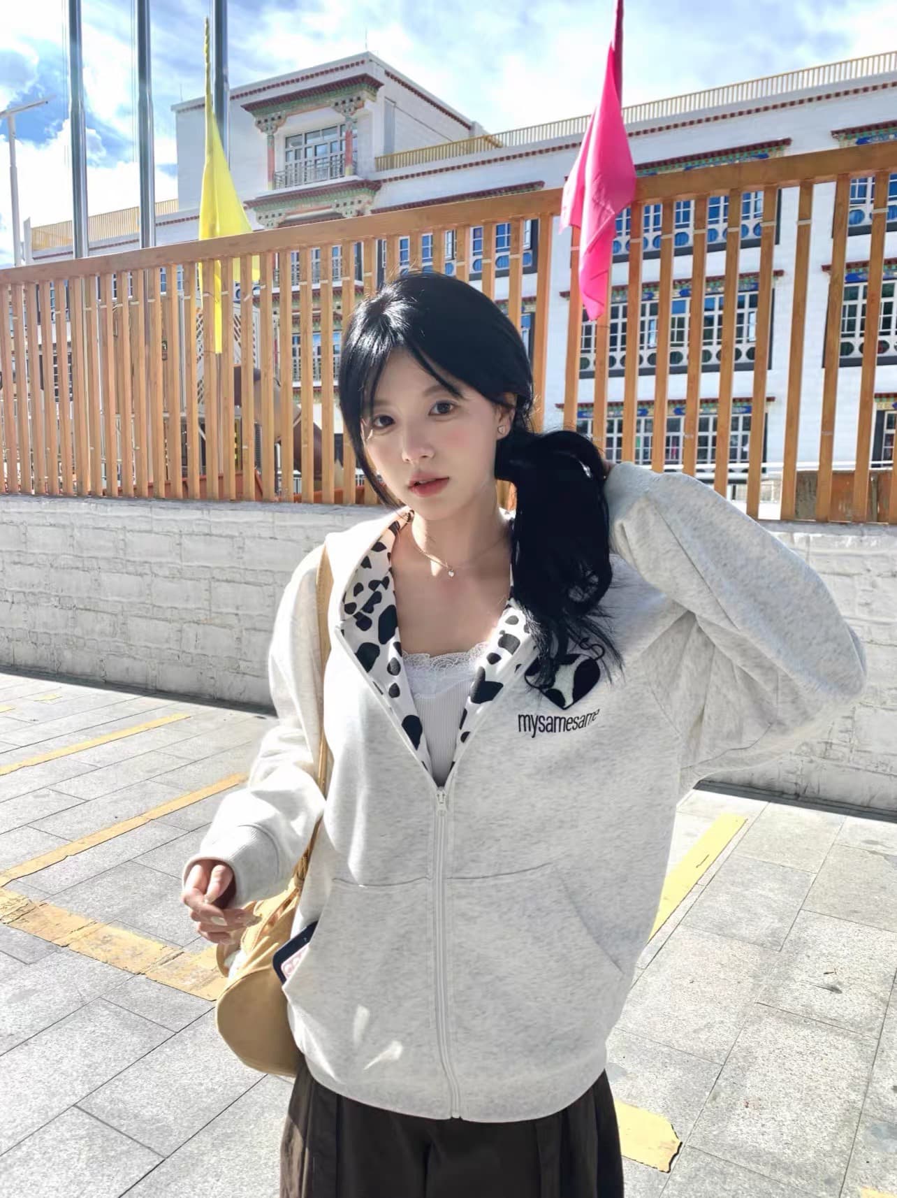 얇은 스타일 이후 패키지 칼라 순수한 Mianhua 면 복합 후드티 여성