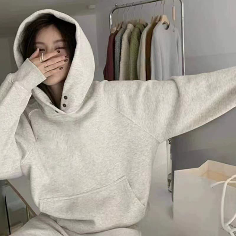 2026 년 가을 겨울 새로운 털이 있는 후드 티 스웨터 캐주얼 패션 운동 맨위 이미지 2
