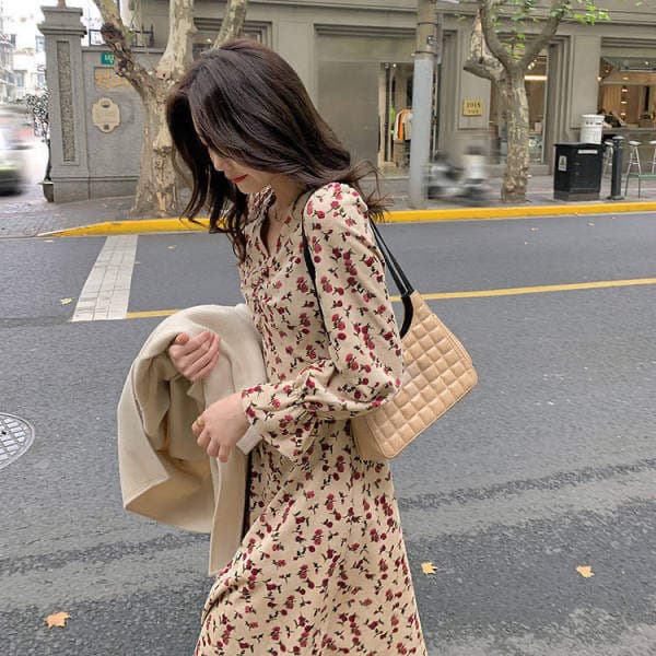 요정 롱 스커트 chic 부드러운 빛 요리 한 바람 프랑스식 레트로 꽃무늬 점프 슈트 치마 봄 가을 새로운 캄파넬라 세과 치마 상세 이미지 1