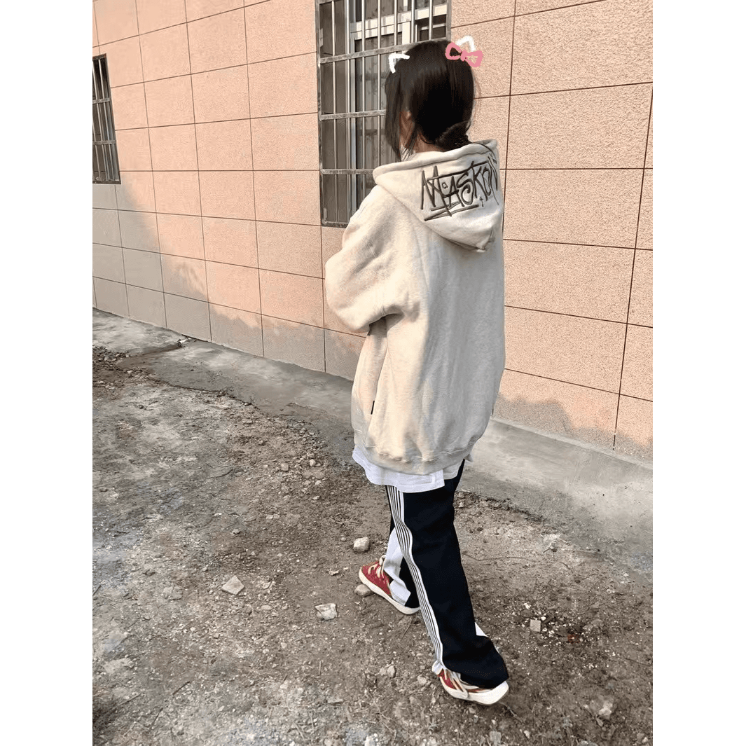 얇은 스타일 털이 있는 후아 면 복합 재킷 후드티 여성 이미지 5