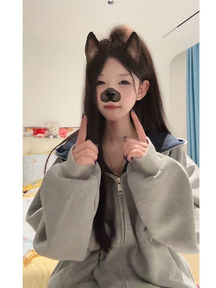 얇은 스타일 털이 있는 원본 솜씨 순수한 Mianhua 면 복합 후드티 여성 이미지 4