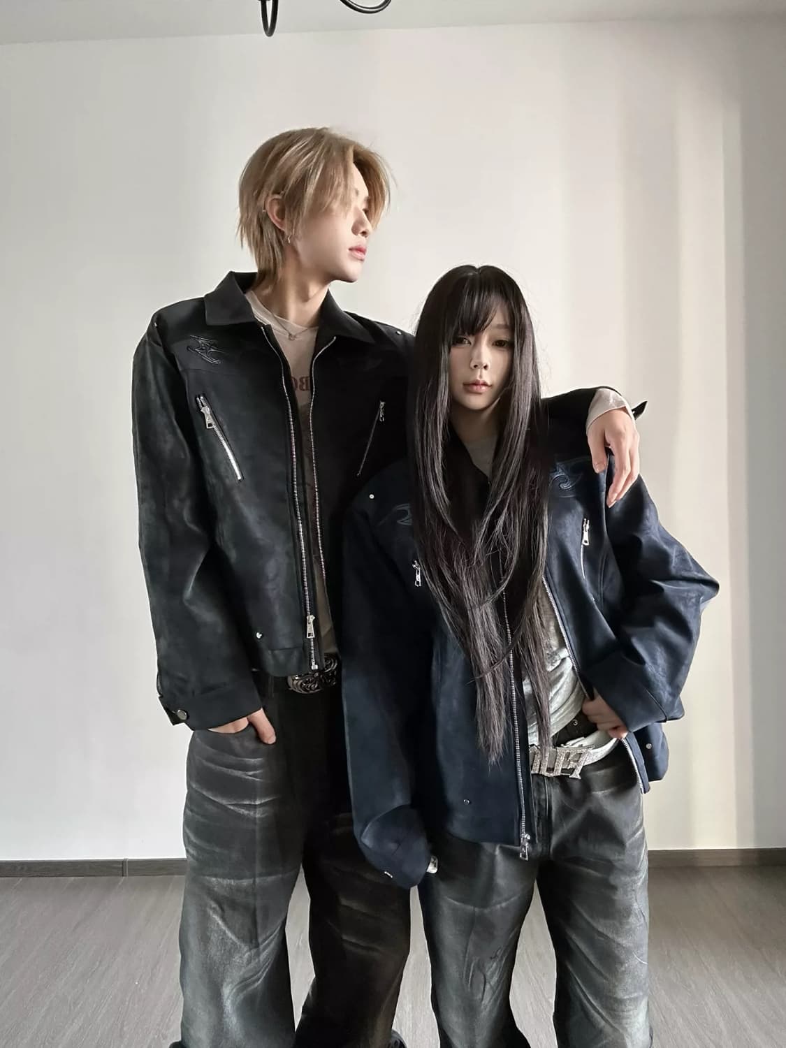 2026 아메리칸 레트로 pu 무거운 작업 자수 재킷 남녀 고급 센스 악당 잘 생긴 튀김 거리 패치워크 재킷 맨위 트렌디 이미지 2