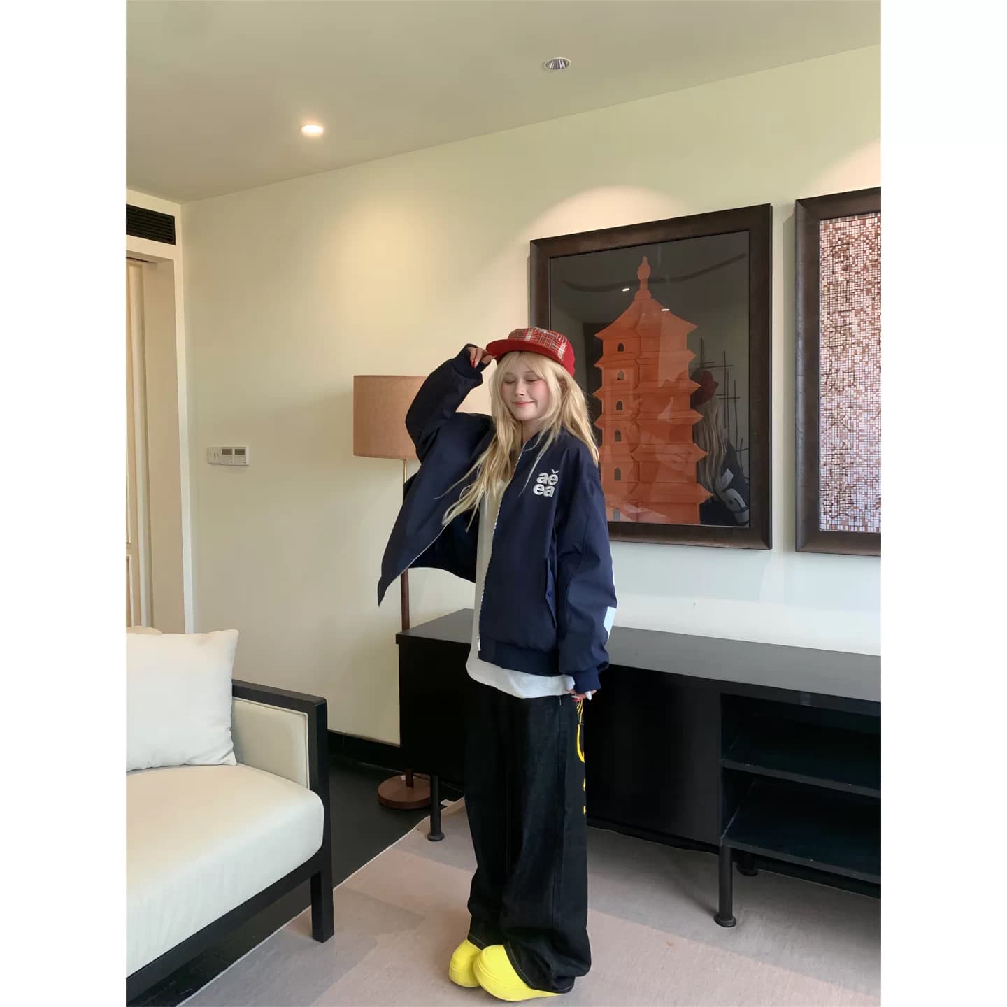 2026 패션 아메리칸 알파벳 자수 재킷 봄 거리 레트로 루즈핏 캐주얼 다용도 커플 맨위 재킷 상세 이미지 1
