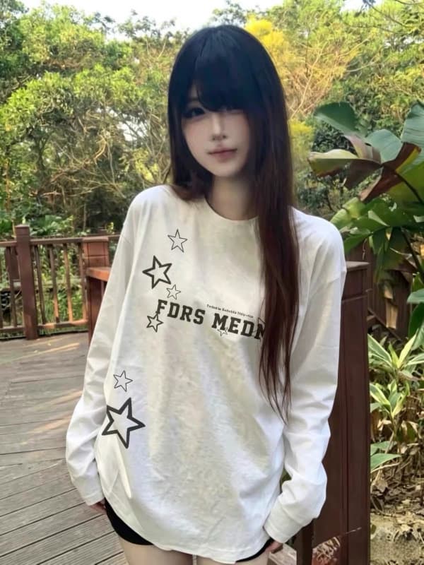 높은 품질 긴팔 티셔츠 순면 이후 패키지 칼라 봄 가을 새로운 라운드 넥 프린트 맨위 상세 이미지 1