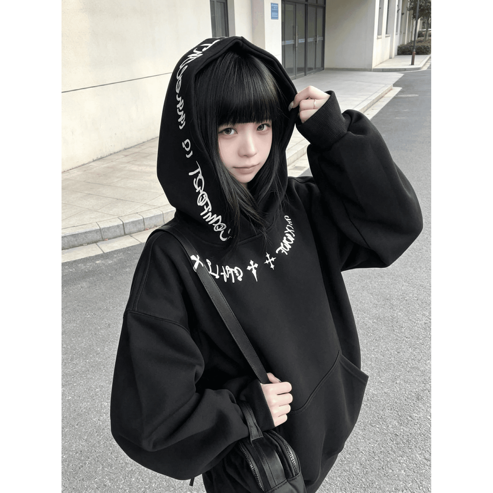 후아 면 복합 얇은 스타일 320 그램 은 여우 플러시 400g 없음 모자 로프 있음 가방 프린트 후드티 이미지 5