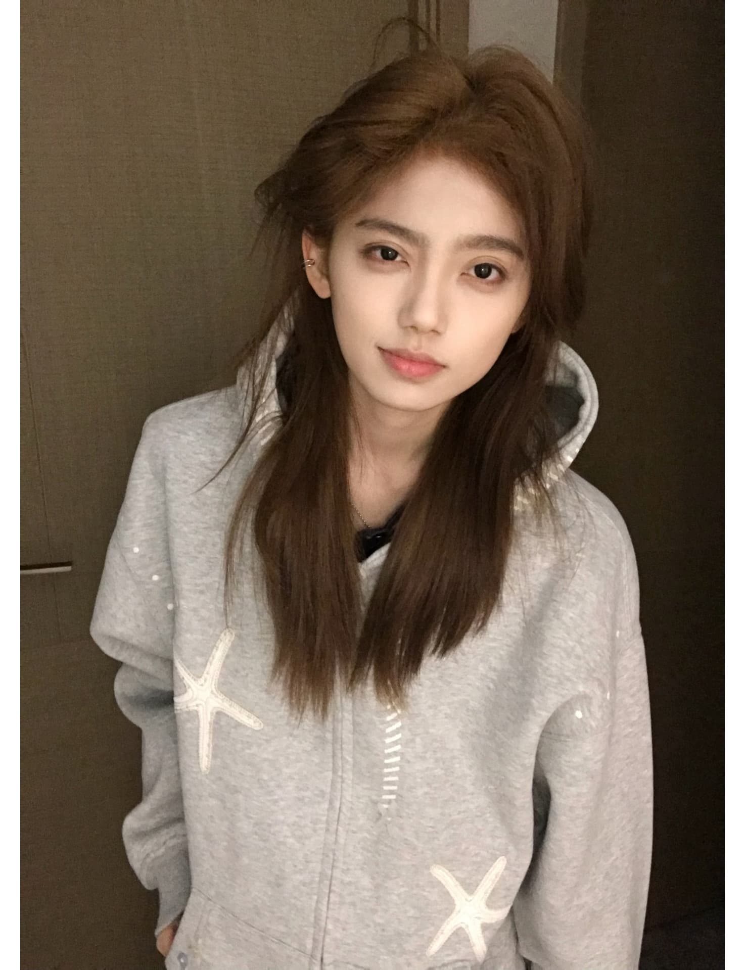얇은 스타일 이후 패키지 칼라 순수한 Mianhua 면 복합 후드티 여성 이미지 2