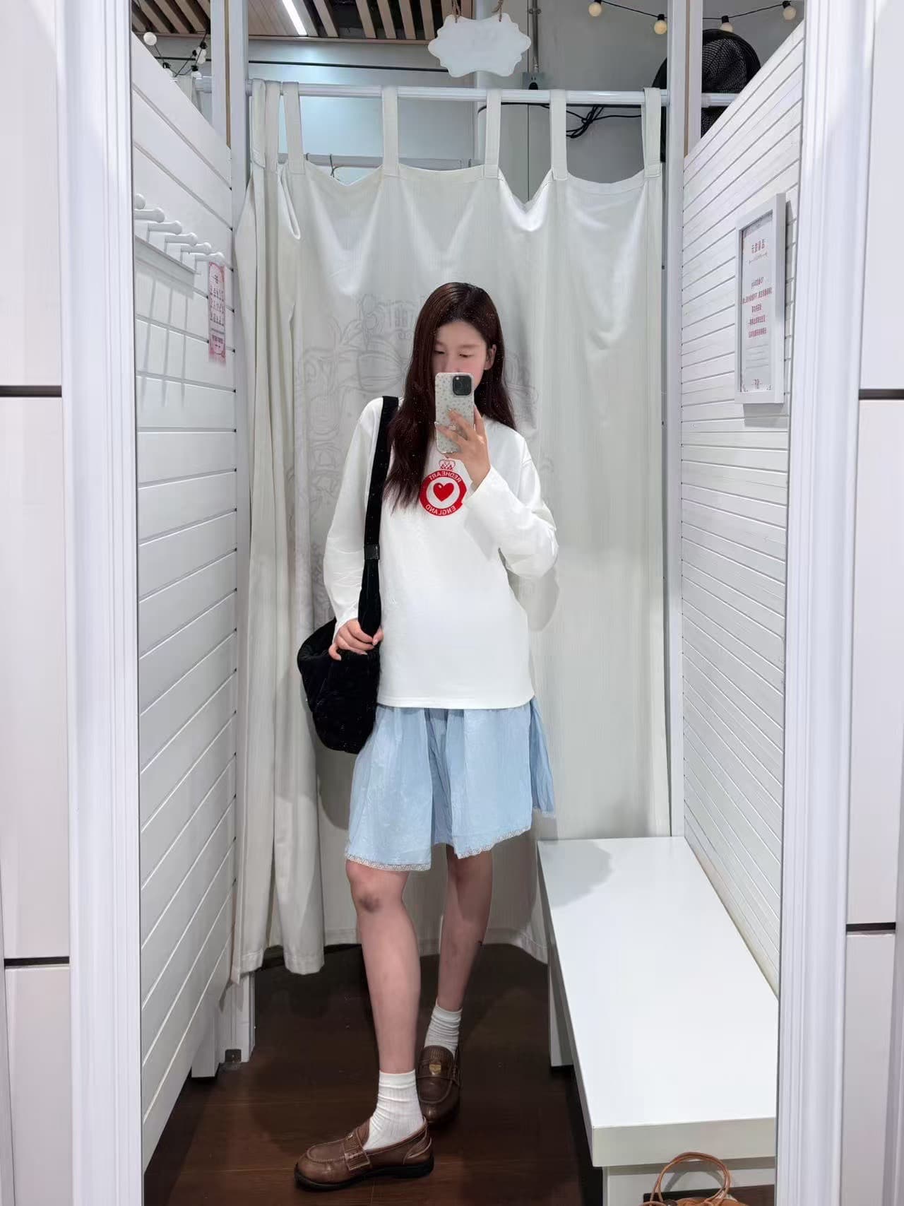 높은 품질 순면 200그램 21 빗질하다 정밀 프린트 가을 루즈핏 긴팔 티셔츠 여성 이미지 2