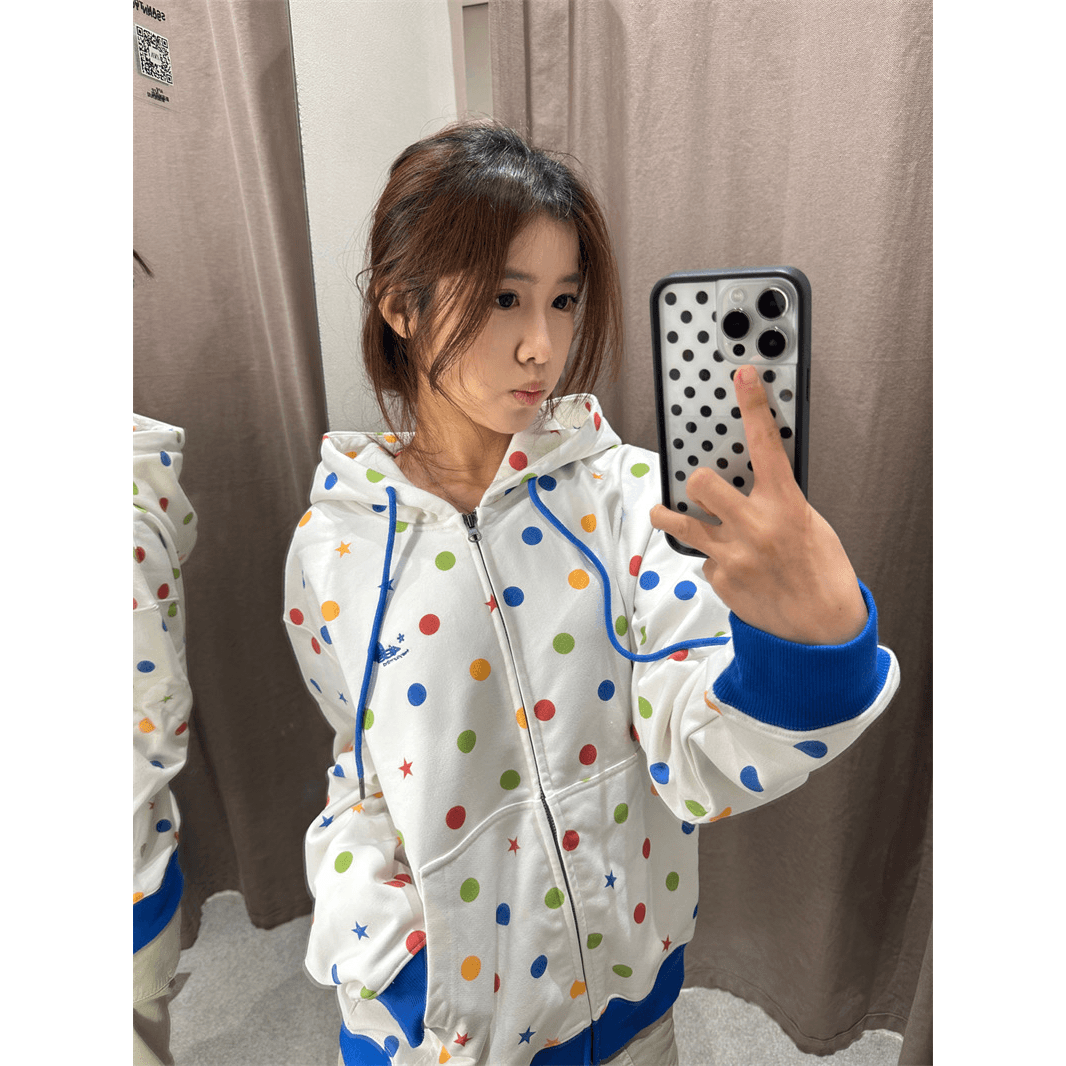 있음 선적 얇은 스타일 좋은 품질 원본 솜씨 순수한 Mianhua 면 복합 지퍼 후드티 여성 이미지 5