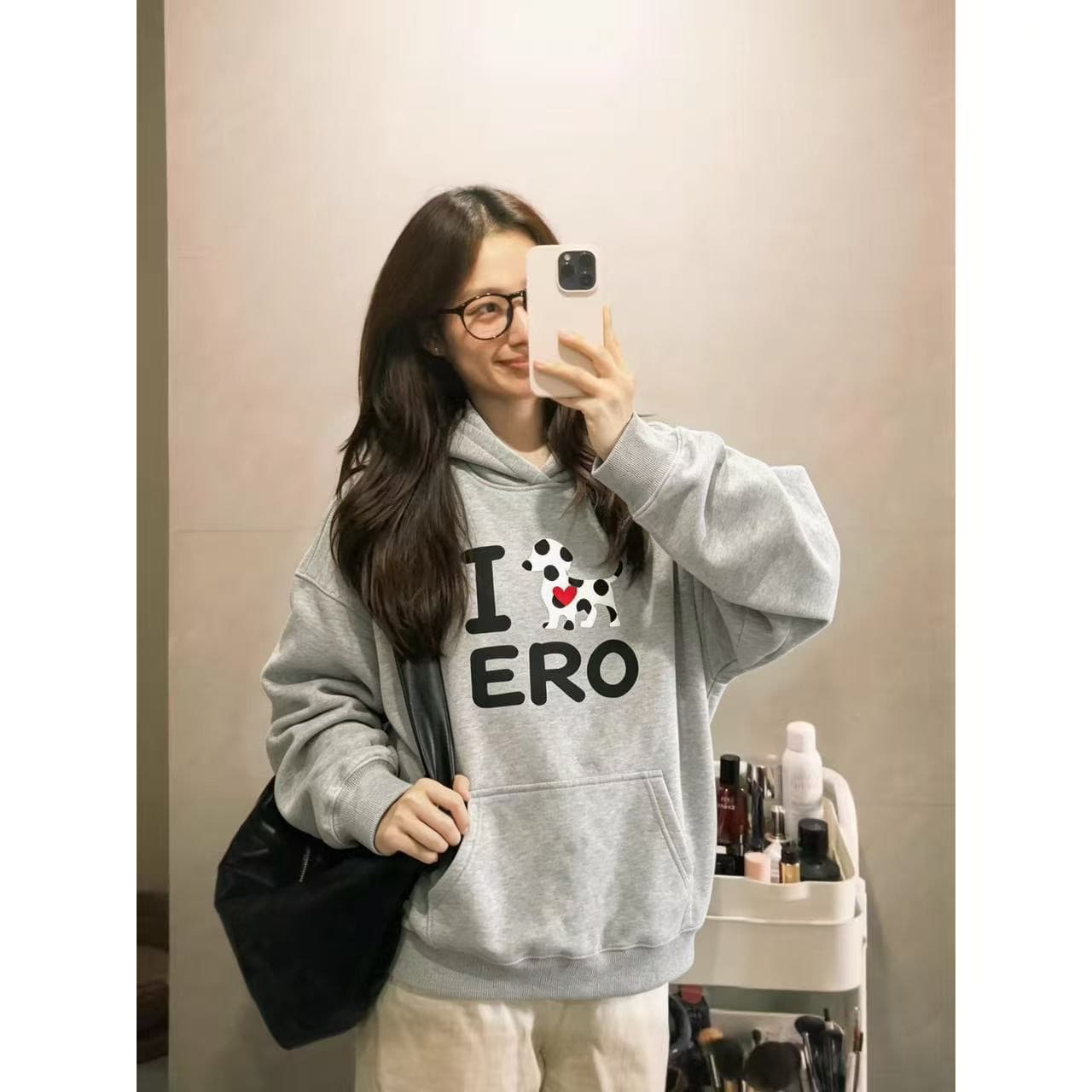 후아 면 복합 얇은 스타일 320 그램 털이 있는 420g 느낌 프린트 없음 모자 로프 후드 티 스웨터 상세 이미지 4