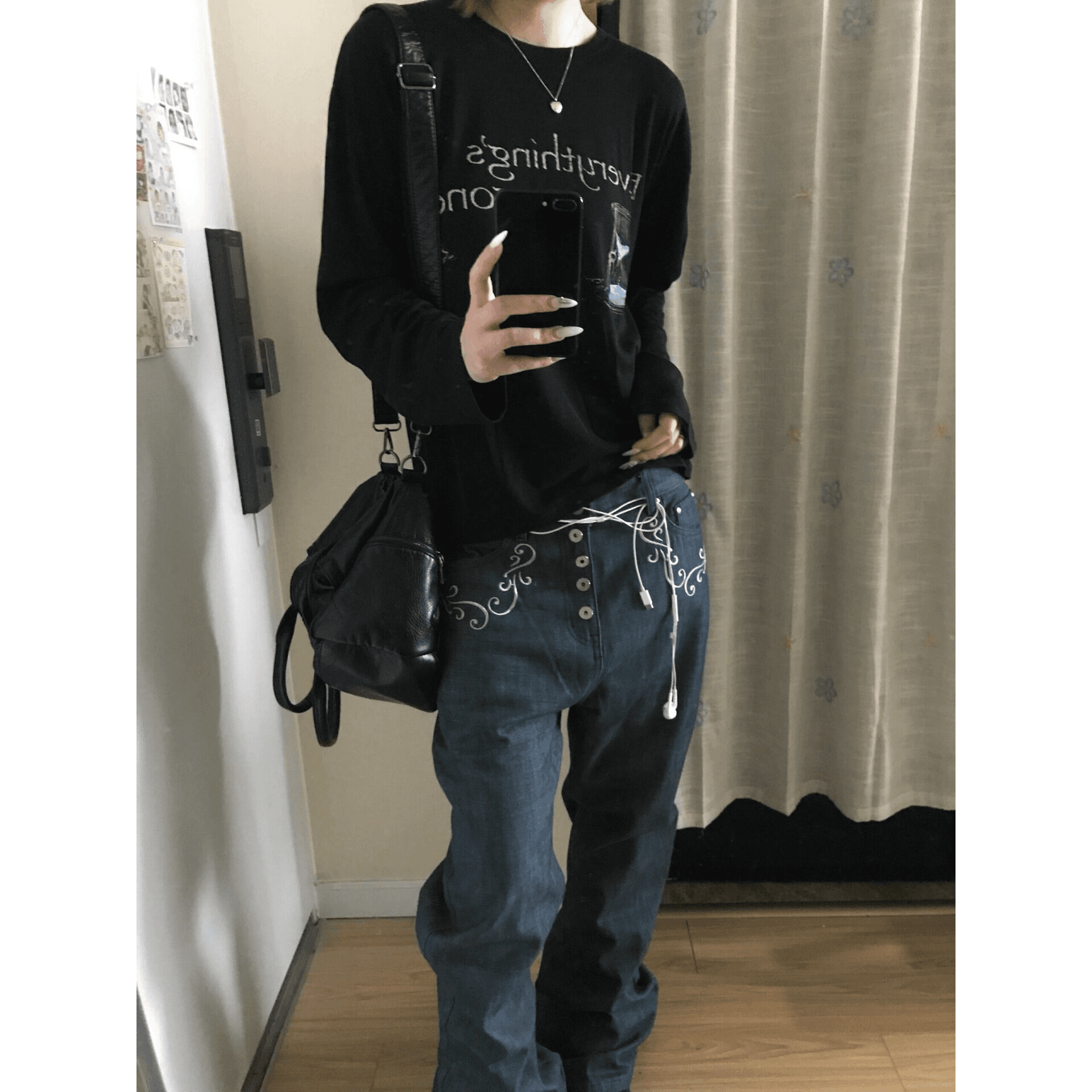 높은 품질 순면 200그램 21 빗질하다 정밀 프린트 가을 루즈핏 긴팔 티셔츠 여성 이미지 5