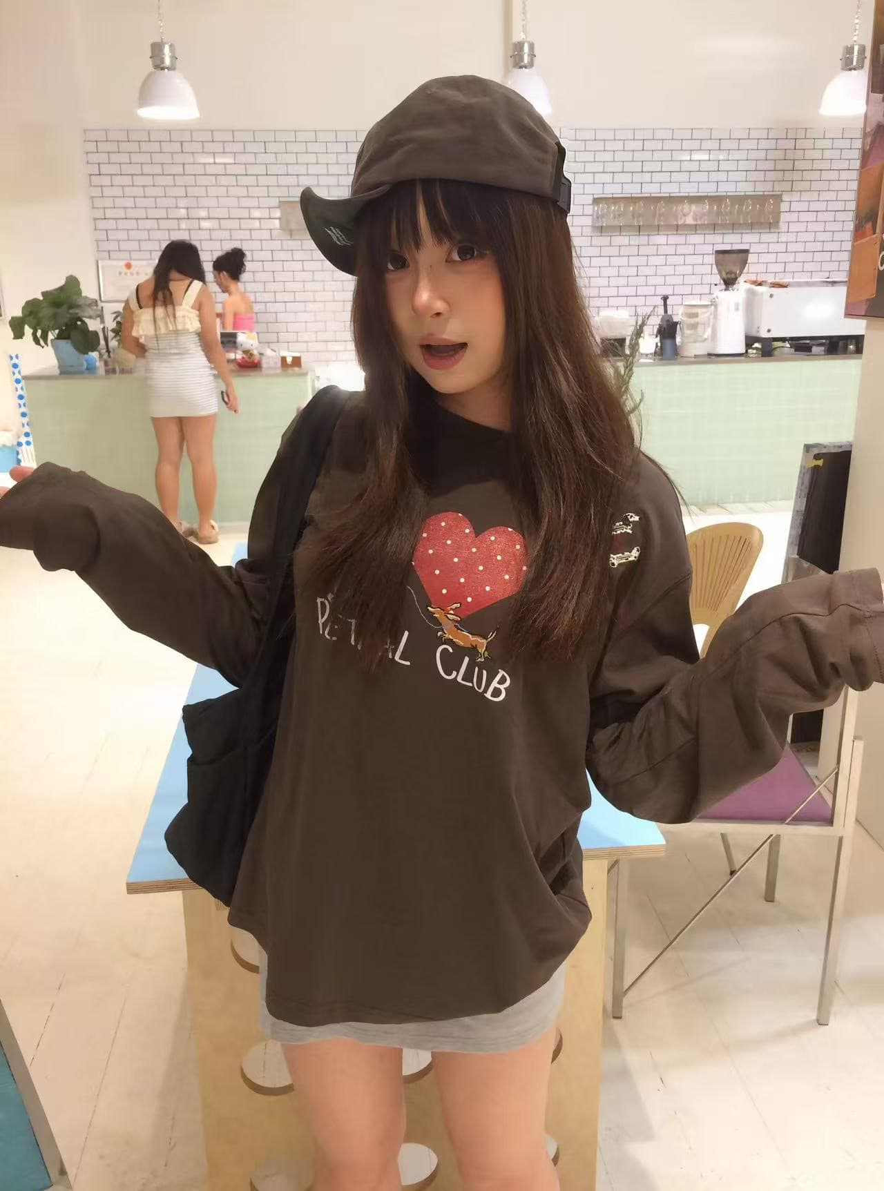 200그램 순면 당겨서 어깨 테두리 프린트 루즈핏 만나는 긴팔 상세 이미지 1