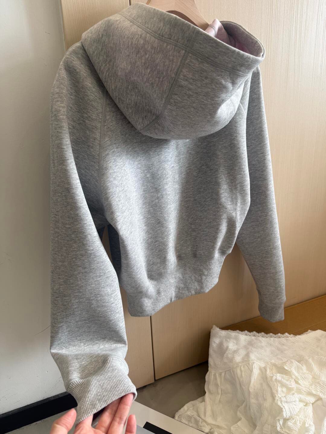 순수한 Mianhua 면 복합 원본 솜씨 양면 착용 알파벳 프린트 아메리칸 캐주얼 오픈 가디건 짧은 후드티 상세 이미지 5