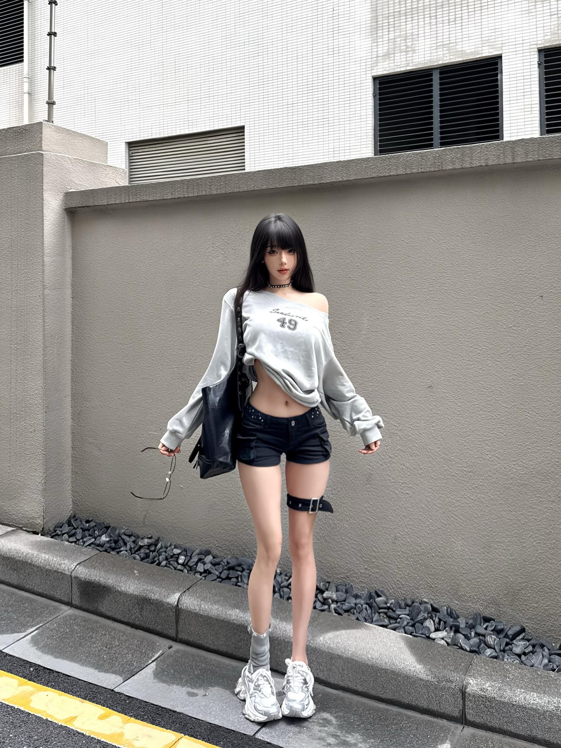 가을 겨울철 아메리칸 레트로 핫걸 비스듬한 어깨 프린트 루즈핏 후드티 상세 이미지 4