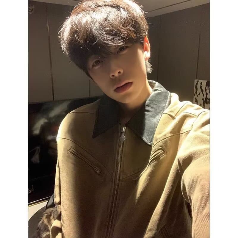 봄 가을 고대 복장 패치워크 폴로 칼라 워크웨어 재킷 남녀 워싱 마 오래된 작은 대중 고급 센스 재킷 남자 상세 이미지 4