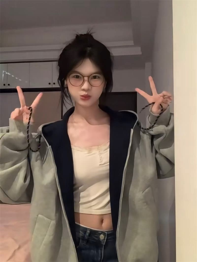 얇은 스타일 털이 있는 원본 것 순수한 Mianhua 면 복합 후드 티 스웨터 여성 이미지 2