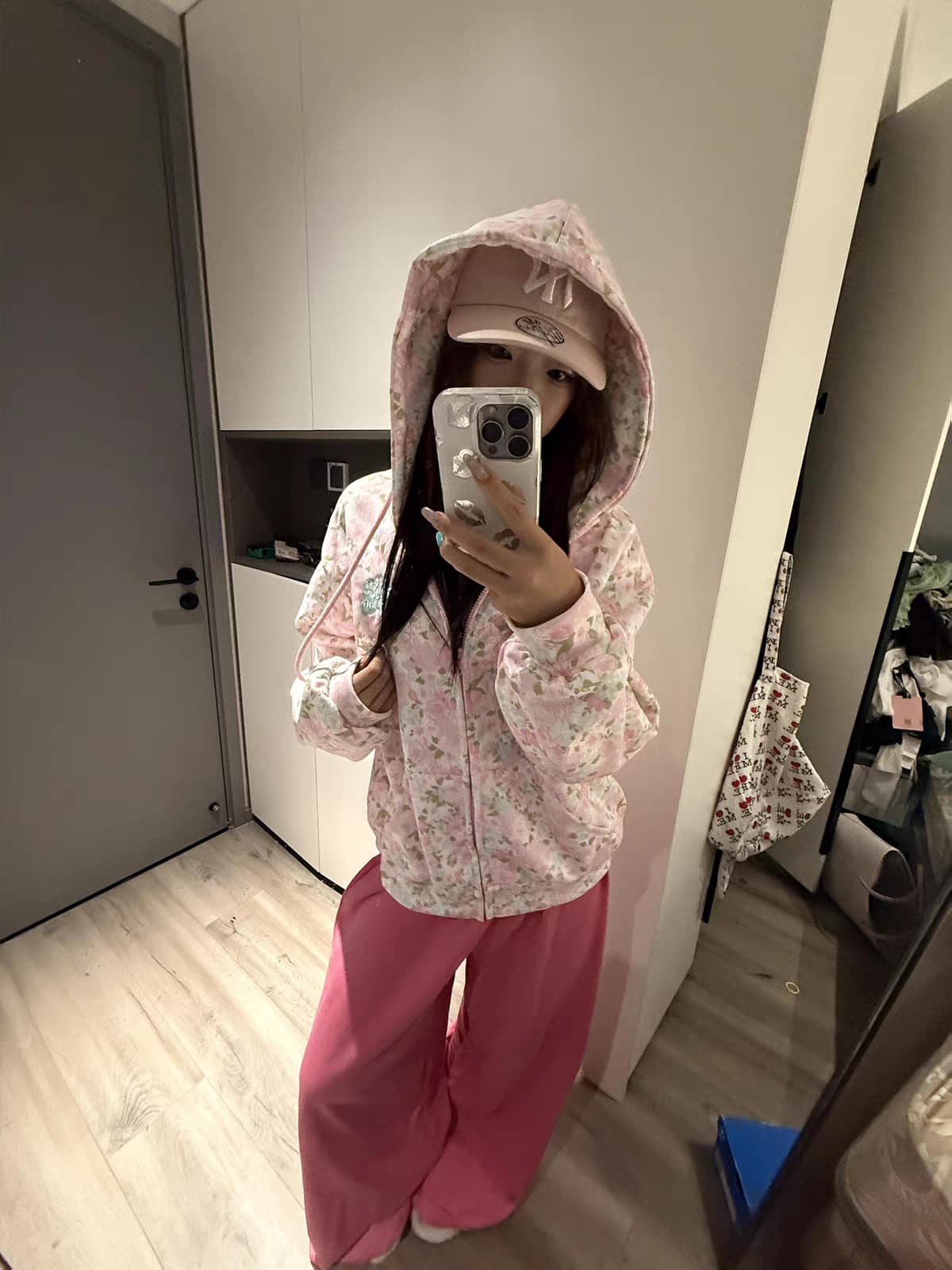 원본 솜씨 순수한 Mianhua 면 복합 얇은 스타일 이후 패키지 칼라 자수 한 부서 핑크색 재킷 상세 이미지 1