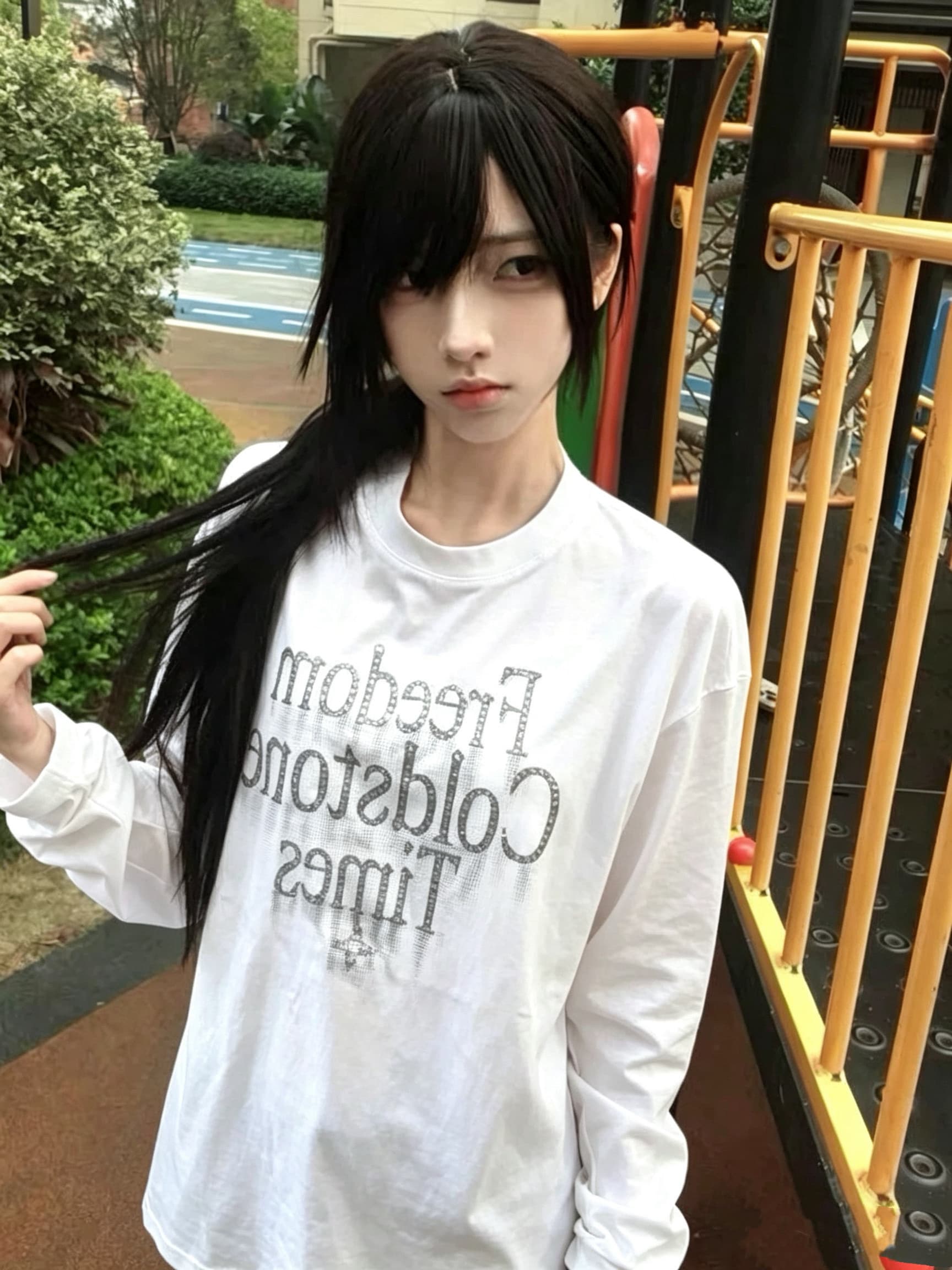 높은 품질 순면 200그램 21 빗질하다 정밀 프린트 가을 루즈핏 긴팔 티셔츠 여성 이미지 2