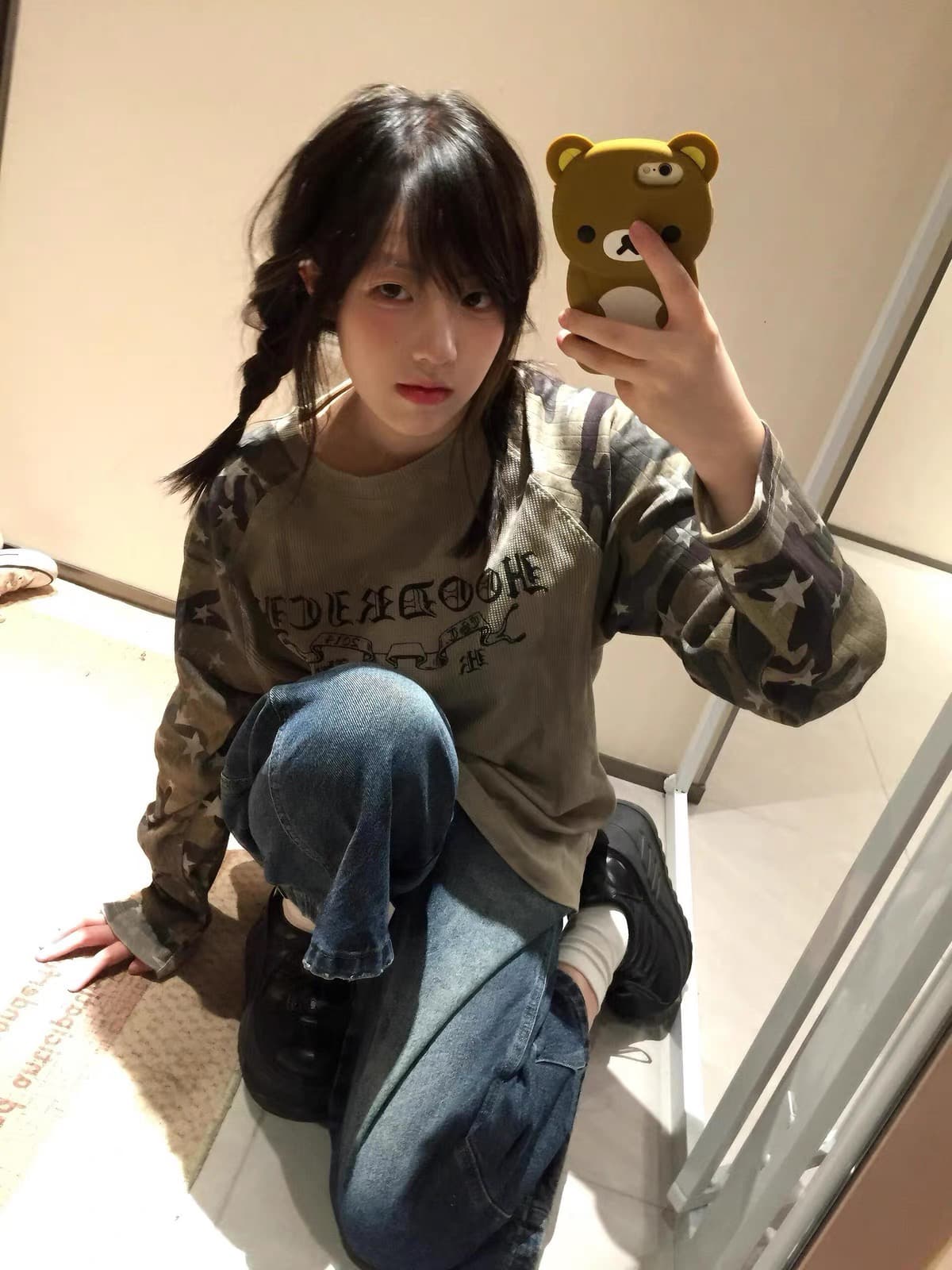 65 35 후아 남편 그리드 250그램 긴팔 티셔츠 여성 상세 이미지 4