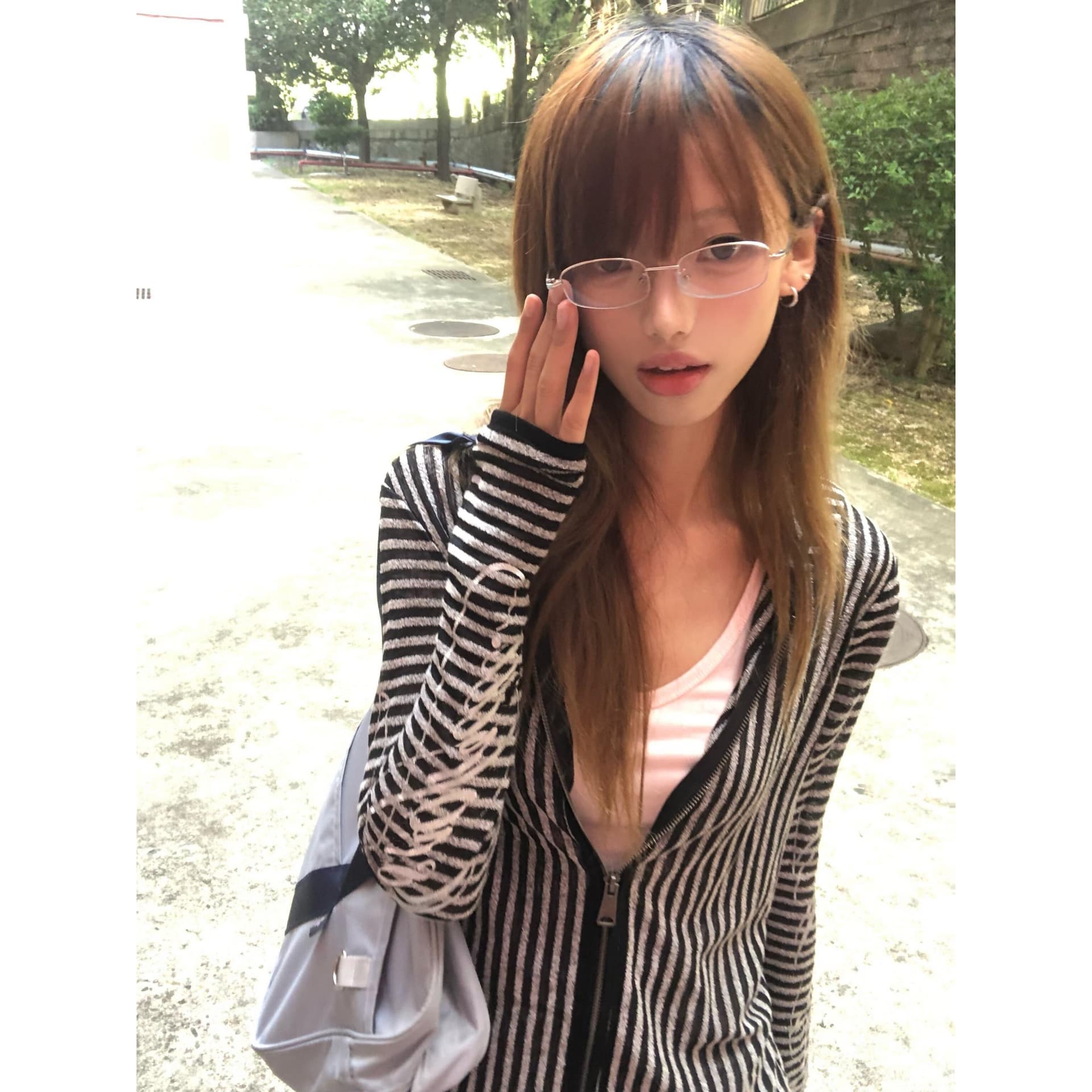 이문화 y2k 세로 줄무늬 후드 티 스웨터 남녀 조수 브랜드 몸매 가꾸기 지퍼 오픈 가디건 트렌드 외출용 긴팔 재킷 이미지 5